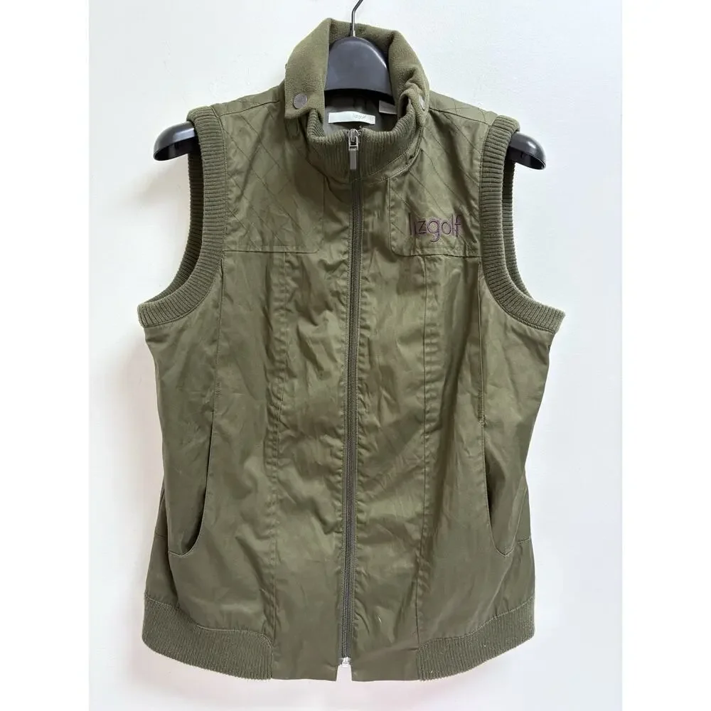 Lizgolf Women's ZIp Front Vest Olive Green SIze M Sleeveless Pockets - Picture 1 of 7